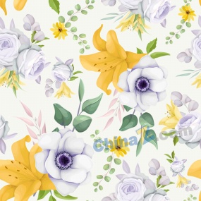 水彩绚丽花朵矢量背景图